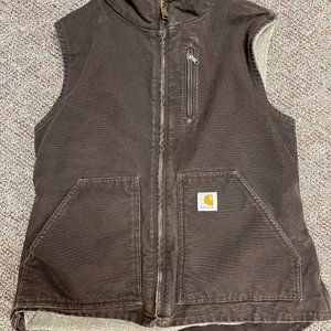 WOMEN'S RELAXED FIT WASHED DUCK SHERPA LINED MOCK NECK VEST